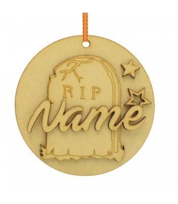 Laser Cut Personalised Halloween 3D Hanging Bauble - R.I.P Grave Stone Design